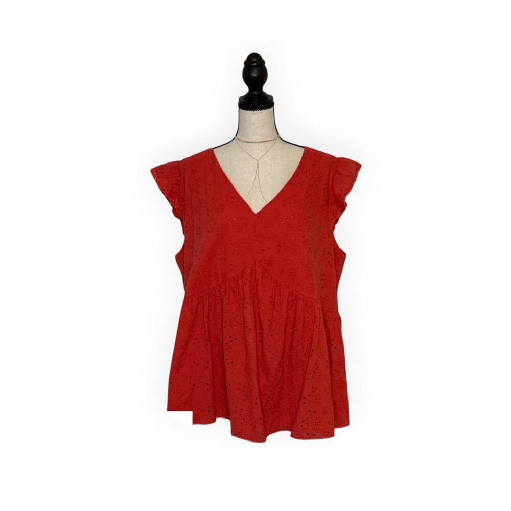 Andree By Unit Flutter Sleeve V Neck/Babydoll Shirt